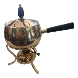 1950s Mid Century Modern Silver Plate Fondue Pot Warmer For Sale