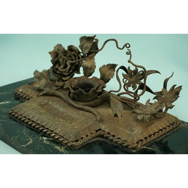 Antique Art Nouveau Inkwell in Wrought Iron, 1890s For Sale - Image 9 of 18