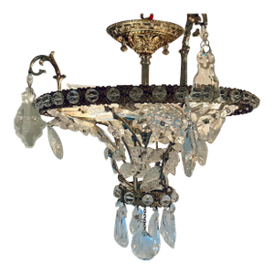 Myran Allan Luxury Lighting Neoclassical Antique Silver Petite Bohemian Crystal Semi-Flush Mount