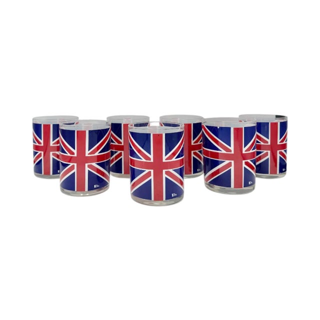 Vintage Cera Union Jack Uk Flag Cocktail Glasses- Set of 7 For Sale - Image 10 of 10