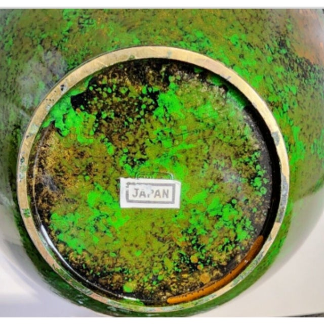 Fantastic, Heavy Japanese Export Metalware Vase, Double Dragon Handles For Sale - Image 6 of 6