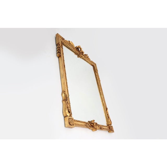 Baroque Gilt Carved Wooden Wall Mirror, Belgium 1950s For Sale - Image 11 of 13