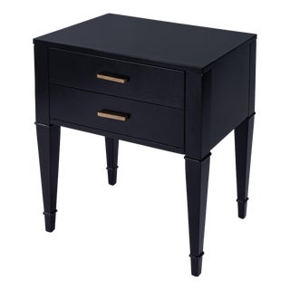 Kai 24 in. W Rectangular Wood 2 Drawer End Table, Black Licorice For Sale