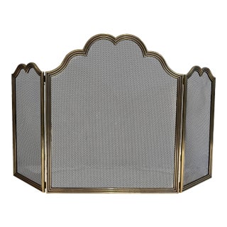 Neoclassical Style Brass and Grilling Fireplace Screen For Sale