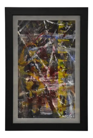 1970s Abstract Oil Painting Singed Nicole