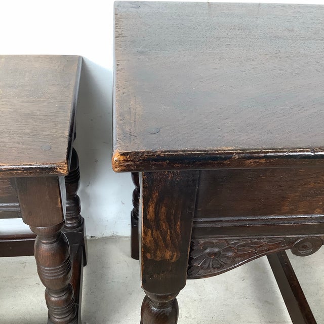 Vintage Tudor Revival Nesting Tables – Set of Three English Style Side Tables For Sale - Image 11 of 11