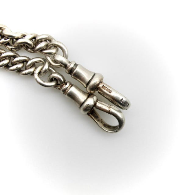 1920s Art Deco Sterling Silver Graduated Curb Link Watch Chain For Sale In Los Angeles - Image 6 of 9