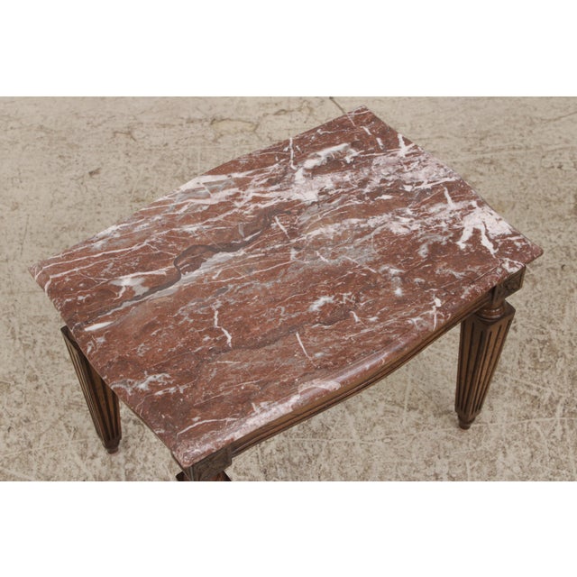 1930s Pair Vintage Italian Neoclassical Marble Top Occasional Tables For Sale - Image 5 of 15