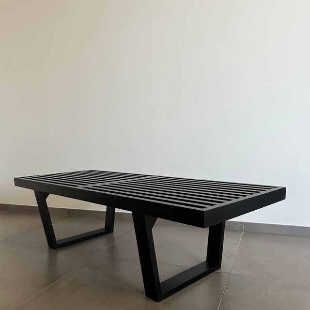 1950s Vintage Black Ash Bench, 1950s For Sale - Image 5 of 11