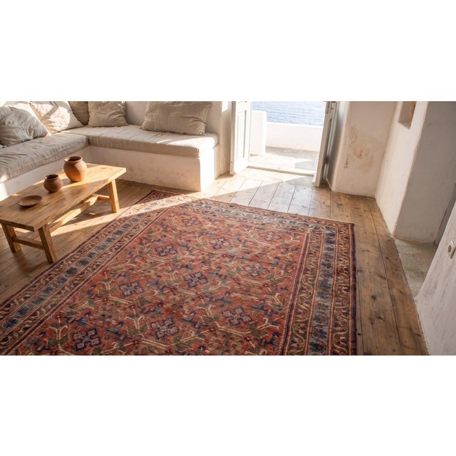Textile 1900s Pink Raspebery Geometric Antique s.w. Persian Afshar Rug 4'2" X 6' Handknotted Wool Carpet For Sale - Image 7 of 8