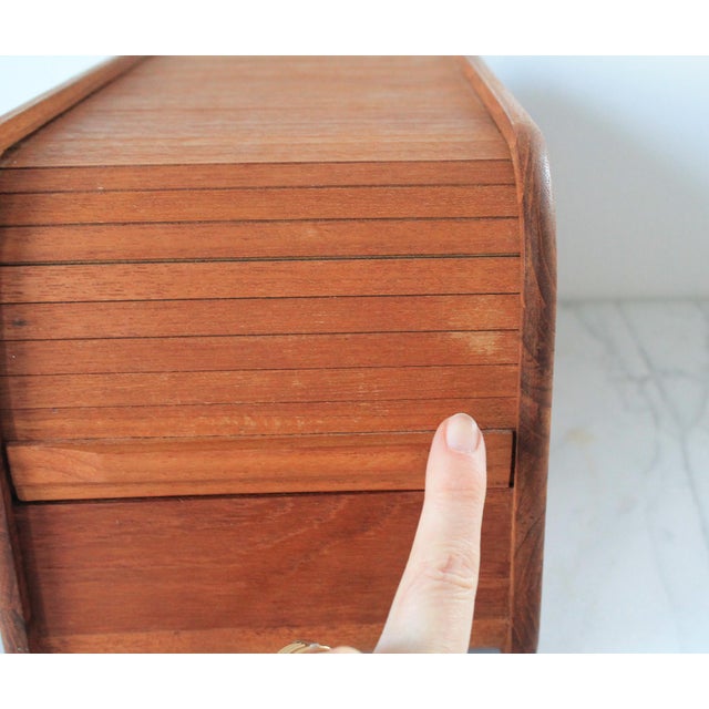 1970s Teak Wood Tambour Organizer Box by Kalmar For Sale - Image 11 of 12