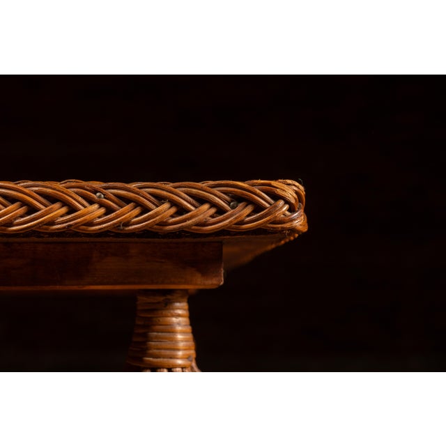 Late 19th Century Victorian Wicker Parlor Table With Gallery Shelf For Sale - Image 9 of 11