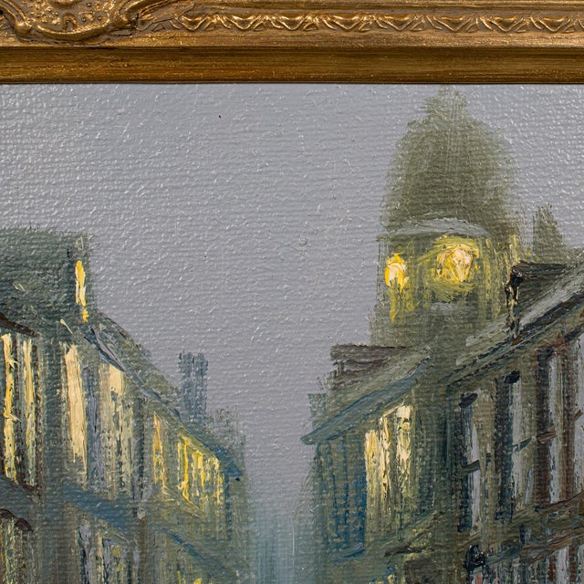 Gray 1980's Large Vintage Edwardian Street Painting For Sale - Image 8 of 11