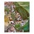 Marc Zimmerman "Climbing Village" Oil Painting, Cliffside Town, Palm Trees, Cubist Architecture, Vivid Green, Contemporary Art West Coast For Sale