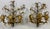Large Pair French Gold & Rock Crystal Flower Sconces For Sale - Image 13 of 14