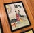 Vintage set of 4 hand-painted and framed Chinese Famille Rose porcelain tiles / plaques / wall art. Mounted in black-...