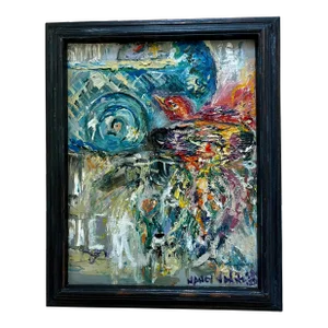 'Bird on a Ladder', Framed, Oil Painting, by Van Ness