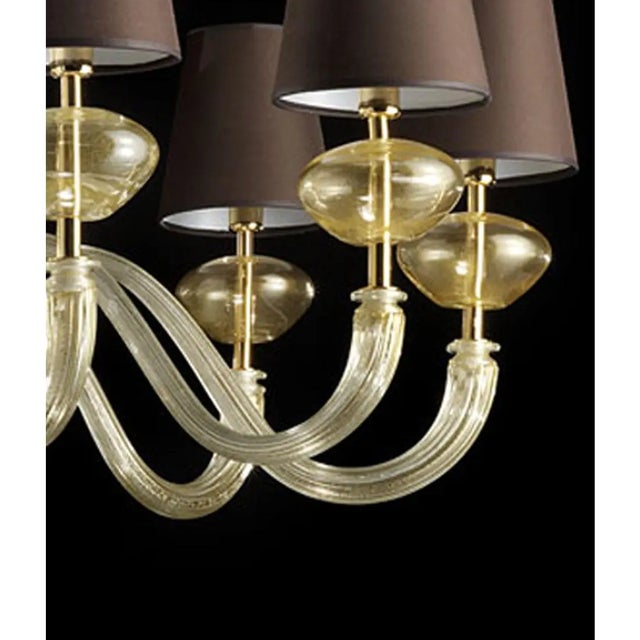 Modern Gold Murano Glass Chandelier in Contemporary Style For Sale - Image 4 of 7