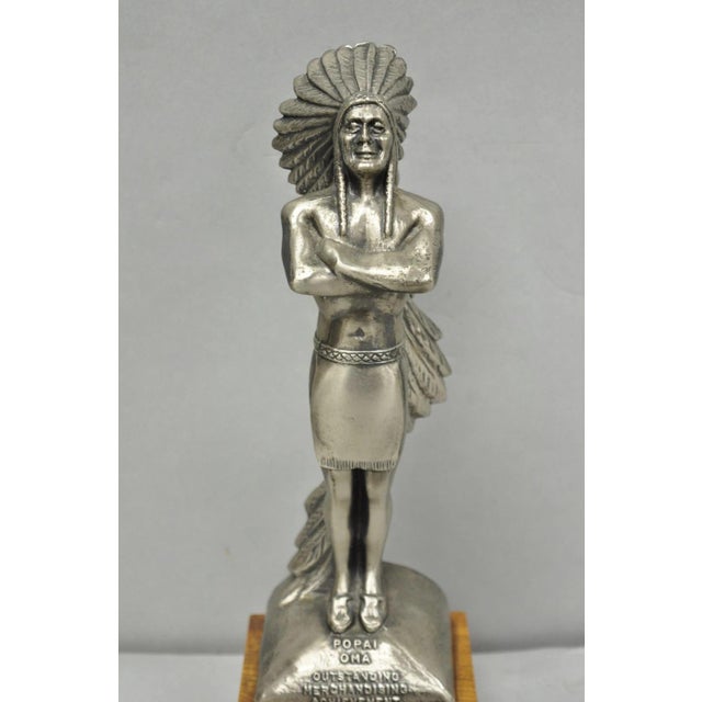 Vintage 1970s POPAI OMA Store Display Award Trophy with Native American Chief Figure. The plaque recognizes a "1971 Award...