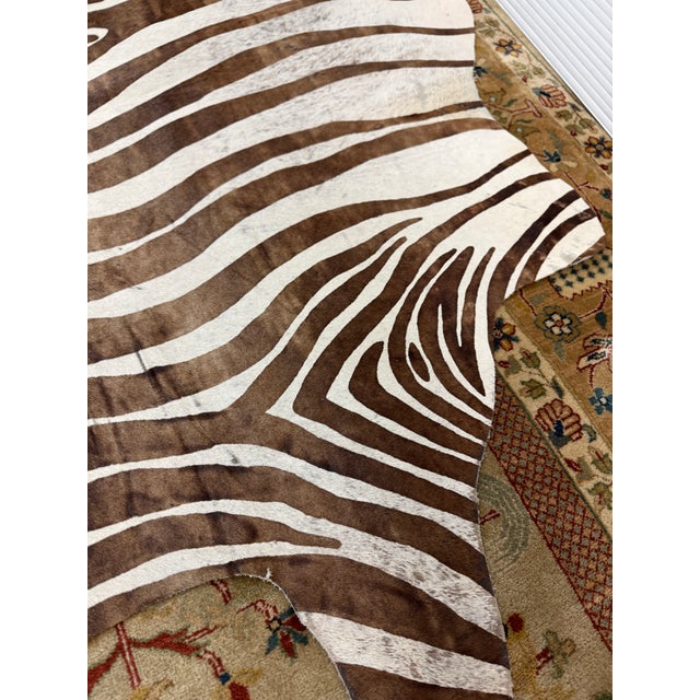 5ft 1in × 5ft 8in Zebra Printed Hair on Hide Area Rug For Sale - Image 9 of 12