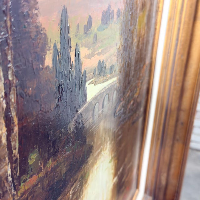 Late 20th Century Monumental Oil Landscape Painting in Ornate Gilded Frame Signed by Henry Kim For Sale - Image 9 of 12
