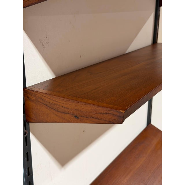 Brown Teak Wall Unit With 3 Shelves Danish Mid-Century Modern For Sale - Image 8 of 14