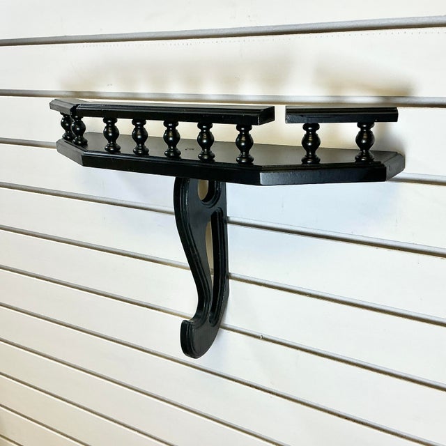 1950s 1950s Vintage Boho Chic Arts & Crafts Wood Wall Mounted Shelf, Newly Painted For Sale - Image 5 of 12