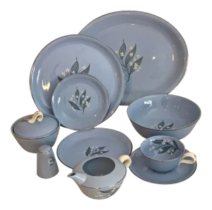 1955 Homer Laughlin Skytone China Service for 8 Dinnerware - 59 Pieces