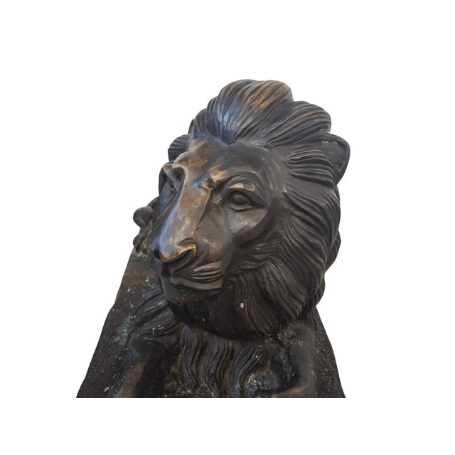 Monumental Bronze Lions, 1980, Set of 2 For Sale - Image 11 of 18