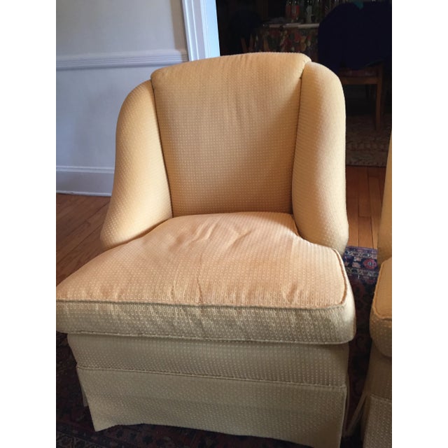 1990s 1990s Baker Upholstered Swivel Club Chairs- a Pair For Sale - Image 5 of 10