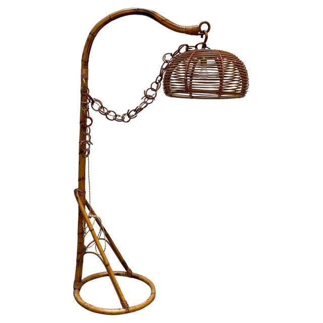 Italian Bamboo and Rattan Floor Lamp, 1960s For Sale - Image 6 of 6
