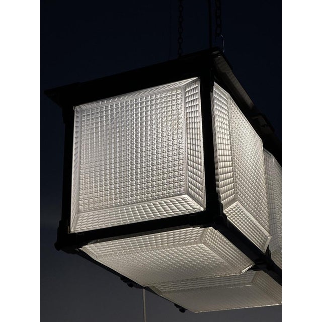 Holophane Antique Industrial Hedralite Ceiling Light from Holophane, 1920s For Sale - Image 4 of 18