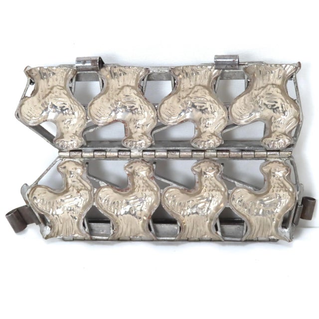 Silver Vintage Metal 4 Roosters - Chickens Chocolate Factory Mold For Sale - Image 8 of 13
