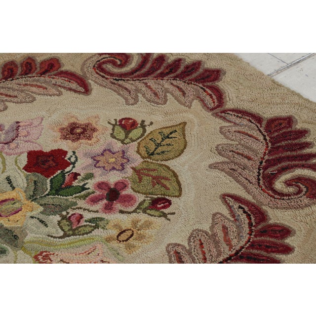 1920s Antique Hooked Rug in Beige-Brown With Colorful Floral Patterns From Rug & Kilim For Sale - Image 5 of 10