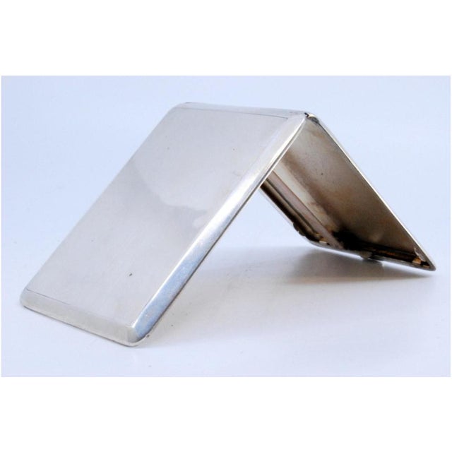 Metal Silver Cigarette Case with Asymmetrical Engravings For Sale - Image 7 of 9