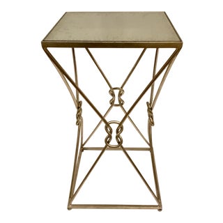 Currey & Co. Ariadne Mirror Top Silver Accent Table For Sale