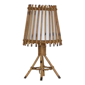 1960s French Rattan Table Lamp