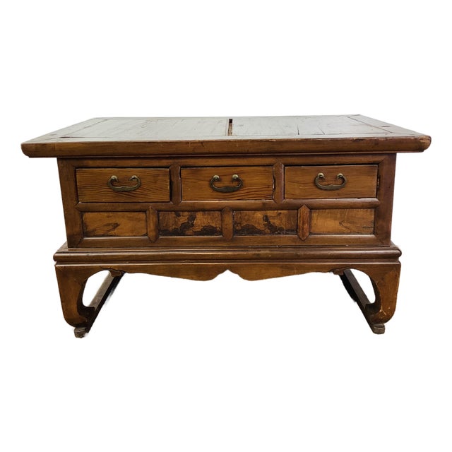 Antique / Vintage Asian Wood Tea Chest / Scholars Desk Side Table For Sale