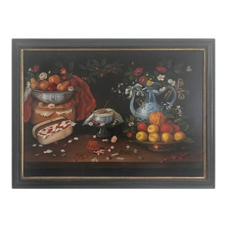 20th Century Still Life of Fruit, Flowers and Pottery For Sale