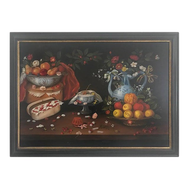 20th Century Still Life of Fruit, Flowers and Pottery For Sale
