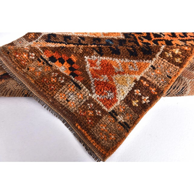 Brown Vintage Runner Rug in Wool For Sale - Image 8 of 12