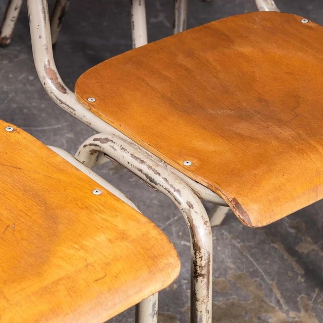 French Metal Framed Stacking University Dining Chairs, 1960s, Set of 8 For Sale - Image 3 of 9
