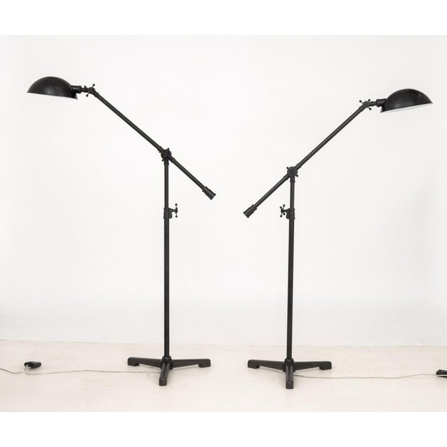 Black Restoration Hardware "Rowen" Floor Lamps, Pair For Sale - Image 8 of 9
