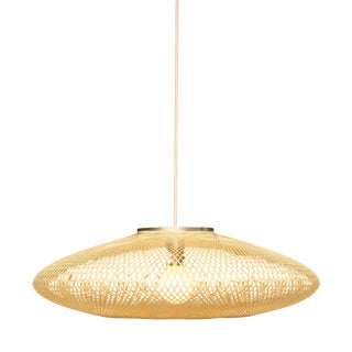 Large Ufo Hazy Yellow Flat Fiber Pattern Lamp by Atelier Robotiq For Sale