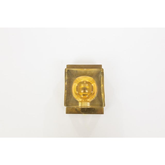 Mid-Century Modern Gold Maritim Glass and Brass Wall Lamp from Vitrika, 1970s For Sale - Image 3 of 8