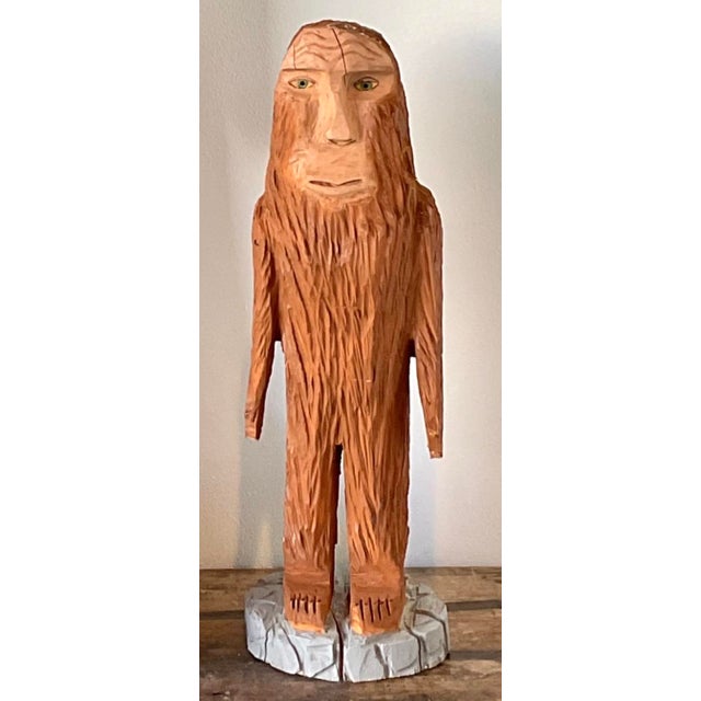 This singular hand-carved wooden figure is a captivating example of American folk art, masterfully bringing the legend of...