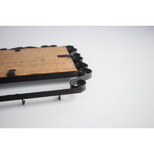 Vintage Metal Wall Mirror with Hooks, 1960s For Sale - Image 6 of 10