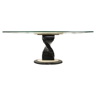 Mid-Century Modern Marble and Glass Dining Table, Italy, 1970s For Sale