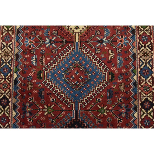 Yalameh Runner 2’9” X 9’9” Red Wool Vintage Tribal Hand-Knotted Rug For Sale - Image 9 of 13