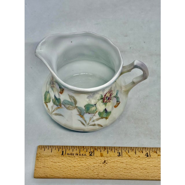 Vintage Bavarian Porcelain Creamer — Hand-Painted Floral, Ribbed Body, Red “Germany” Mark For Sale - Image 10 of 12